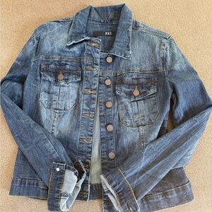 Kut from the Kloth Dark Blue Denim Jacket with Copper Hardware